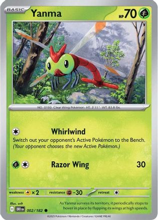 Yanma 002/182 - Reverse Holofoil SV10 Destined Rivals - Common Yanma 002/182 - Reverse Holofoil SV10 Destined Rivals - Common