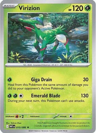 Virizion 010/086  - Reverse Holofoil SV White Flare - Rare