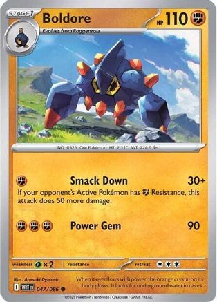 Boldore 047/086  - Reverse Holofoil SV White Flare - Common