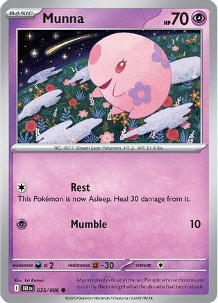 Munna 035/086  - Reverse Holofoil SV Black Bolt - Common