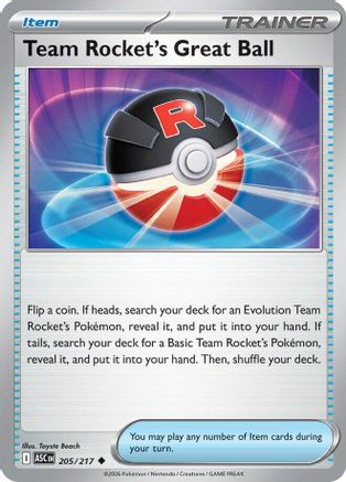 Team Rocket's Great Ball 205  - Reverse Holofoil ME Ascended Heroes - Uncommon
