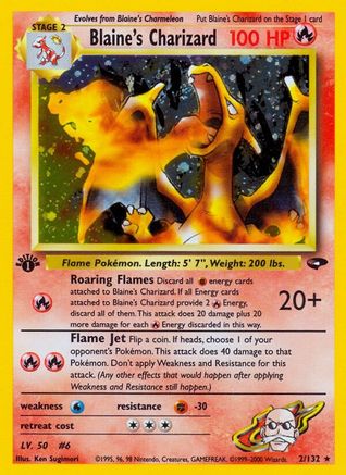 Blaine's Charizard 002/132 Gym Challenge - Holo Rare
