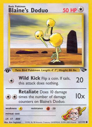 Blaine's Doduo 061/132  - Unlimited Gym Challenge - Common
