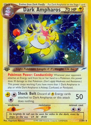 Dark Ampharos 001 Neo Destiny - Holo Rare