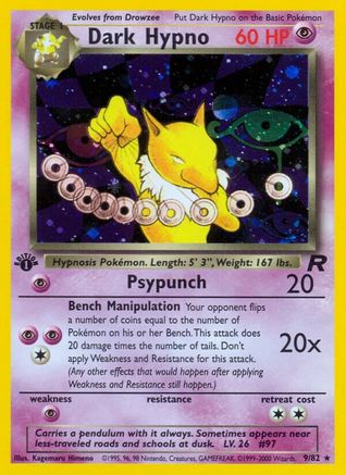 Dark Hypno (9) 009/82 - 1st Edition Holofoil Team Rocket