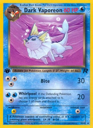 Dark Vaporeon 045/82 Team Rocket - Uncommon