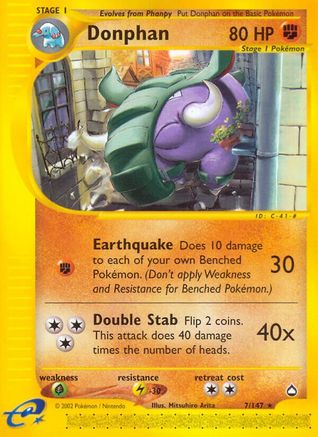 Donphan 007  Aquapolis - Rare