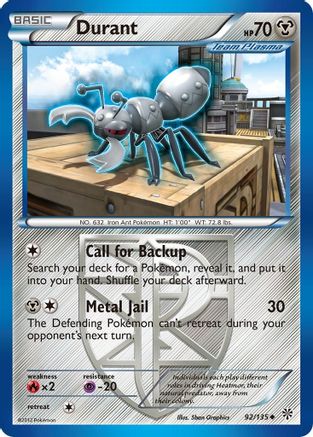 Durant (Team Plasma) (92) 092  - Reverse Holofoil Plasma Storm - Uncommon
