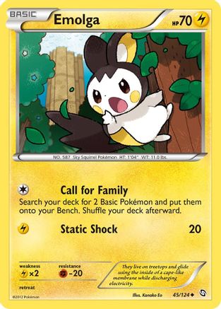 Emolga 045  - Reverse Holofoil Dragons Exalted - Uncommon