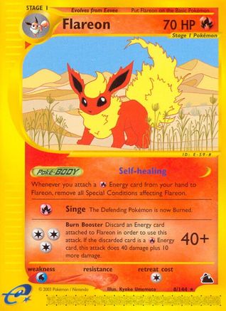 Flareon (8) 008  - Reverse Holofoil Skyridge - Rare