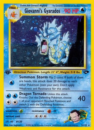 Giovanni's Gyarados  - Unlimited Holofoil Gym Challenge - Holo Rare