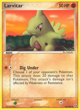 Larvitar 052  - Reverse Holofoil Emerald - Common