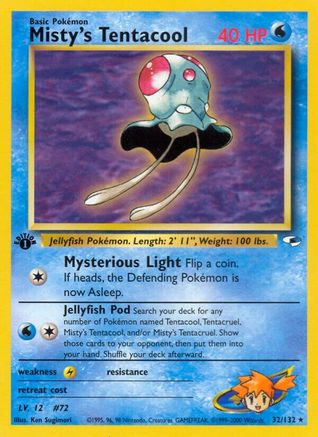 Misty's Tentacool (32) 032/132  - 1st Edition Gym Heroes - Rare