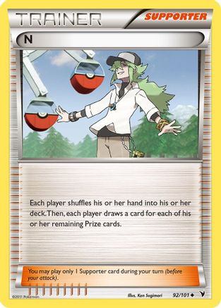 N (Supporter) 092/101  - Reverse Holofoil Noble Victories - Uncommon