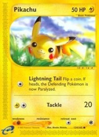 Pikachu 124/165  - Reverse Holofoil Expedition - Common