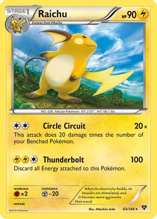 Raichu 043 XY Base Set - Holo Rare