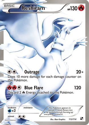 Reshiram (113 Full Art) 113/114  - Holofoil Black and White - Ultra Rare
