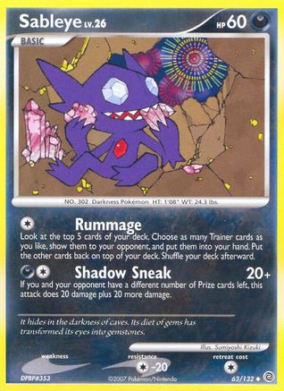 Sableye 063/132  - Reverse Holofoil Secret Wonders - Uncommon