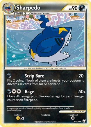 Sharpedo/102  - Reverse Holofoil Triumphant - Rare