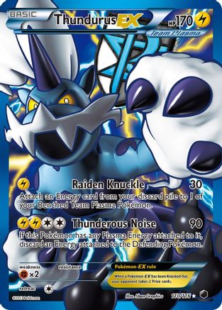 Thundurus EX (Team Plasma) (110 Full Art) 110  - Holofoil Plasma Freeze - Ultra Rare