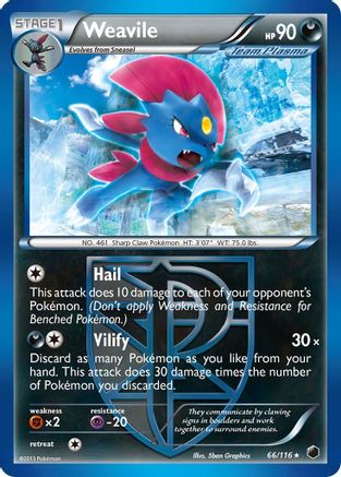 Weavile (Team Plasma) 066  - Reverse Holofoil Plasma Freeze - Rare