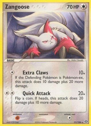 Zangoose 021  - Reverse Holofoil Emerald - Rare