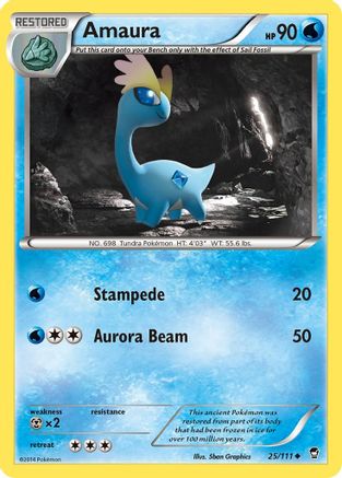 Amaura 025/111  - Reverse Holofoil XY  Furious Fists - Uncommon