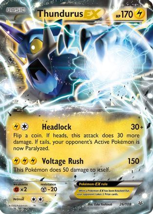 Thundurus EX 026/108  - Holofoil XY  Roaring Skies - Ultra Rare