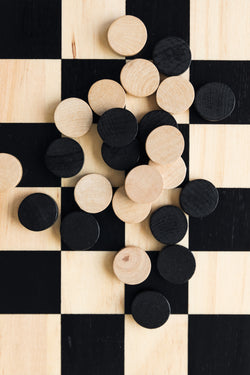 Checker board and game pieces