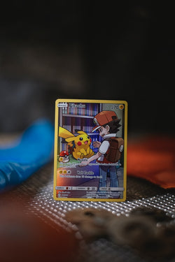 Full Art Pikachu (Ash Art) Secret Rare 241/236 card standing