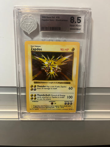 Zapdos Holo Shadowless #16 Koba - 8.5